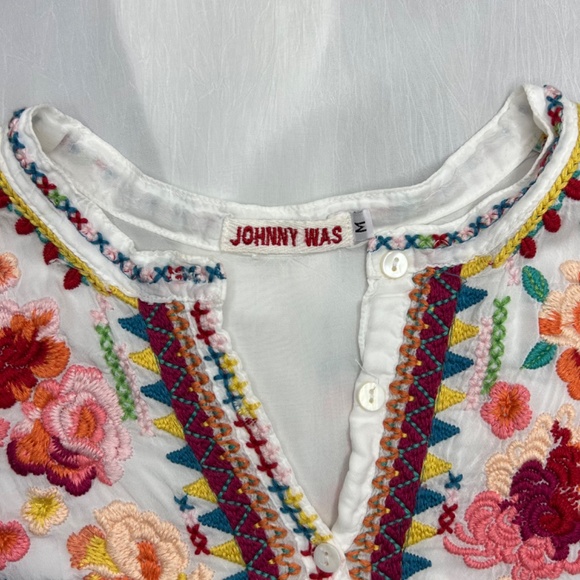 Johnny Was Floral Embroidered Tunic Top, White, Colorful - Picture 3 of 4